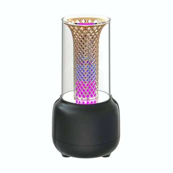 Diffusore di aromi a candela da 150 ml, umidificatore d'aria temporizzato, luce notturna per oli essenziali (nero)