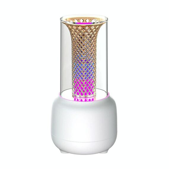 Diffusore di aromi a candela da 150 ml, umidificatore d'aria temporizzato, luce notturna per oli essenziali (bianco)
