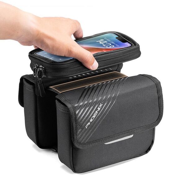Borsa porta cellulare anteriore per bicicletta PHOENIX (nera)