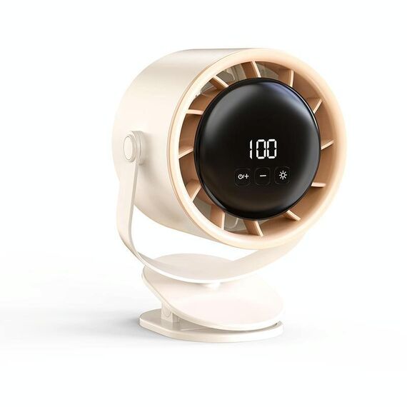 Ventilatore a circolazione ad alta velocità con 100 marce, display digitale da tavolo ricaricabile, ventilatore turbo da parete, stile: clip bianco
