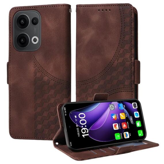 Per OPPO Reno13 Global Embossed Rhombus Starry Custodia per telefono in pelle (marrone)