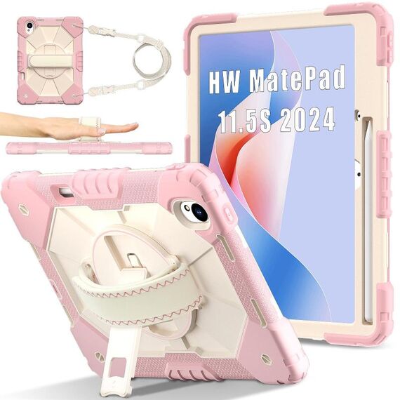 Per Huawei MatePad 11.5 S Contrast Color Robot Custodia in silicone ibrida per PC tablet (oro rosa beige)