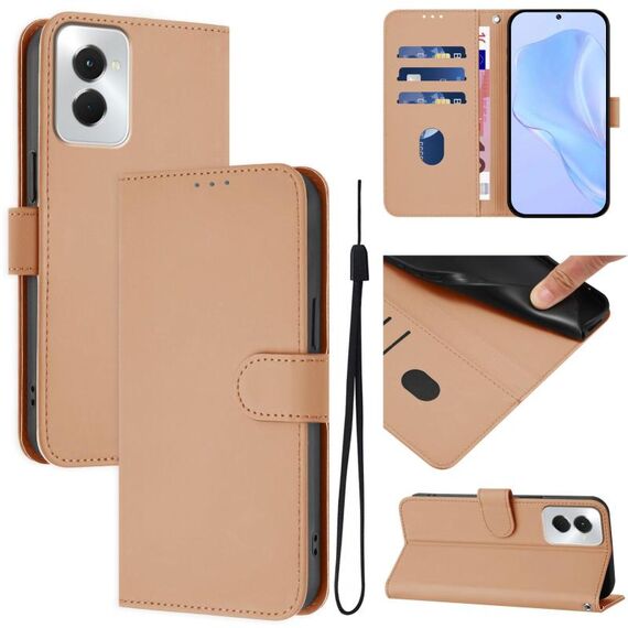 Per vivo Y29S 5G / Y04 5G Custodia per telefono in pelle tinta unita con cordino (nudo)