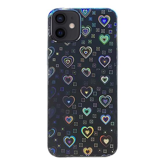 Per iPhone 12 Adesivo Trasparente Colorato Pellicola Posteriore per Telefono con Pellicola Laterale (Cuori)