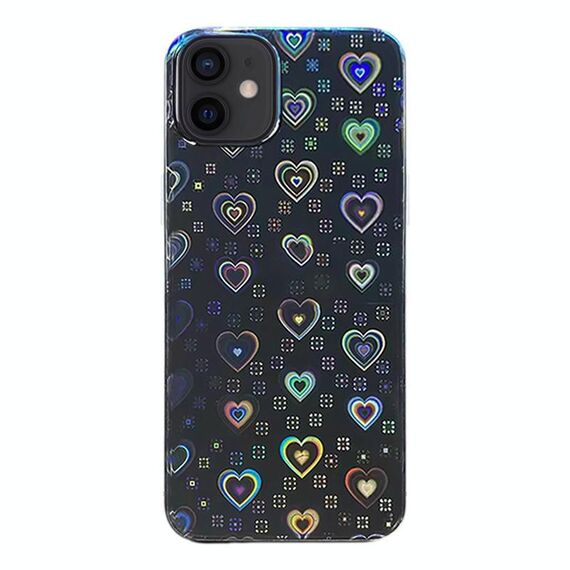 Per iPhone 11 Pellicola adesiva trasparente colorata per telefono con pellicola laterale (cuori)