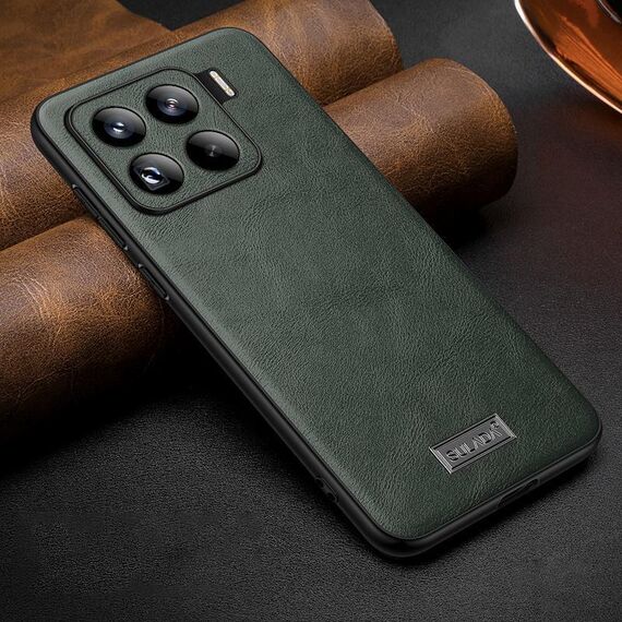 Per Xiaomi 15 Pro SULADA Custodia per telefono in pelle fatta a mano antiurto in TPU ibrido (verde)