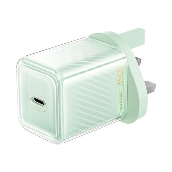 Caricabatterie rapido multi-compatibile REMAX RP-U91 Jiltry Series 30W PD+QC Type-C GaN, spina: spina UK (verde)