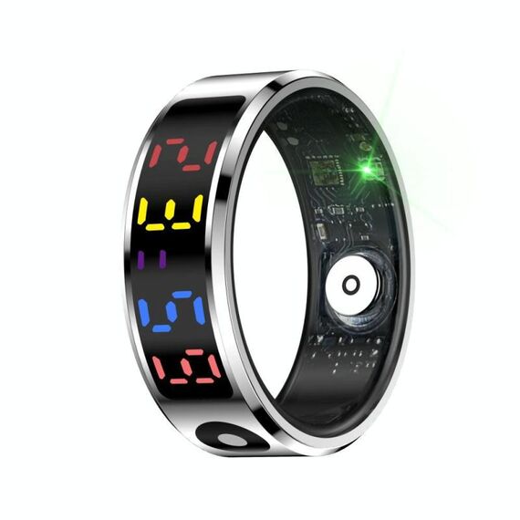 R12 TAGLIA 9 Smart Ring, supporta la frequenza cardiaca / ossigeno nel sangue / sonno / modalità sportive multiple (argento)