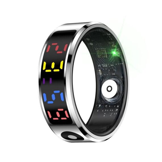 R12 TAGLIA 11 Smart Ring, supporta la frequenza cardiaca / ossigeno nel sangue / sonno / modalità sportive multiple (argento)