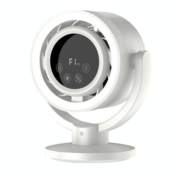 F168 Ventilatore da tavolo con vibrazione vocale intelligente, touch screen, alta velocità di rotazione, luce notturna senza pale (beige)