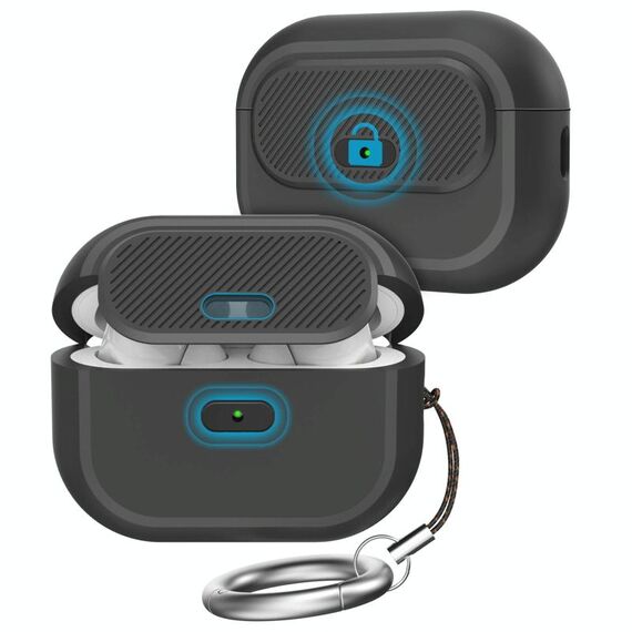 Per AirPods Pro / Pro 2 AhaStyle JY17 Custodia protettiva in silicone con serratura (nero)