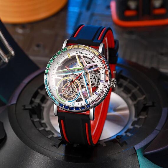 Dulunwe 6057A 30m impermeabile luminoso orologio meccanico completamente automatico, colore: cinturino in silicone bianco