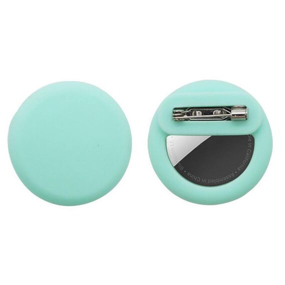 Per AirTag GPS Tracker Custodia rotonda in silicone con spille di sicurezza nascoste all'interno di vestiti e scarpe (verde menta)