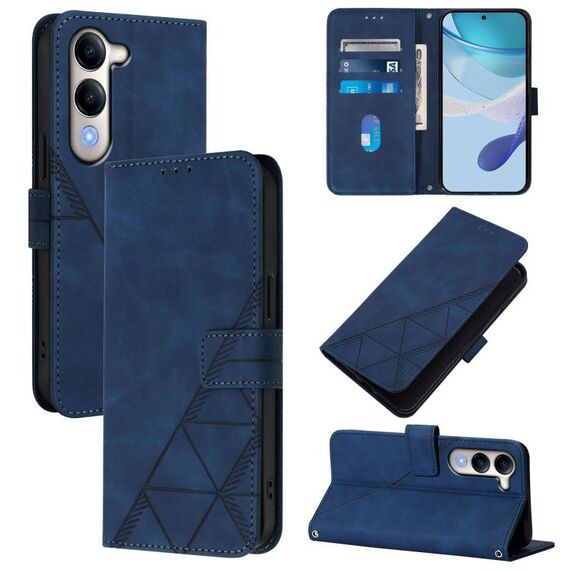 Per vivo Y29S 5G / Y04 5G Global Crossbody 3D Embossed Flip Custodia per telefono in pelle (blu)