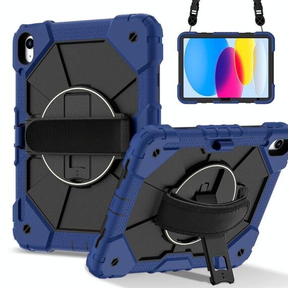 Per iPad 2025/2022 Custodia per tablet PC ibrida in silicone con robot a contrasto di colore (blu navy e nero)