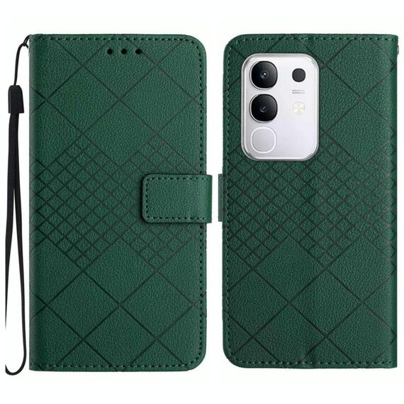 Per Xiaomi 15 Ultra Rhombic Grid Texture Custodia in pelle per telefono (verde)
