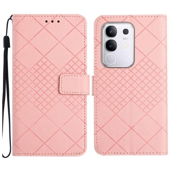 Per Xiaomi 15 Ultra Rhombic Grid Texture Custodia in pelle per telefono (rosa)