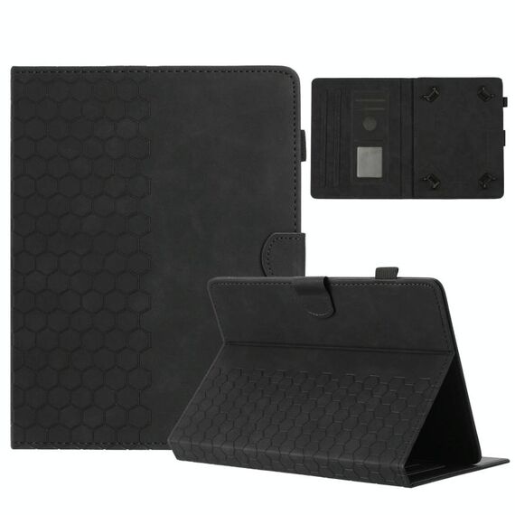 Custodia per tablet intelligente in pelle goffrata a nido d'ape da 8 pollici (nera)