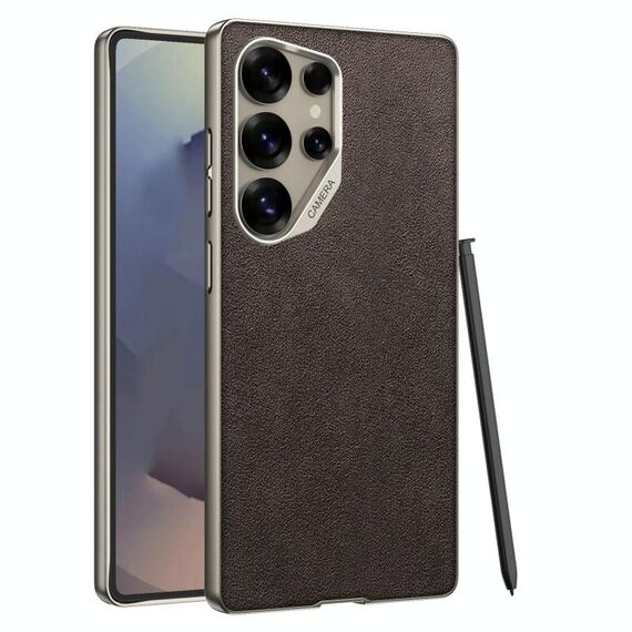 Per Samsung Galaxy S24 Ultra 5G GKK Metal Paint Skin Feel Suede Custodia per telefono a copertura totale (caffè)