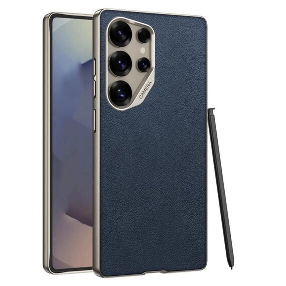 Per Samsung Galaxy S24 Ultra 5G GKK Custodia per telefono con copertura completa in pelle scamosciata e vernice metallica (blu)