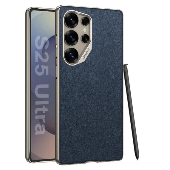 Per Samsung Galaxy S25 Ultra 5G GKK Custodia per telefono con copertura completa in pelle scamosciata e vernice metallica (blu)