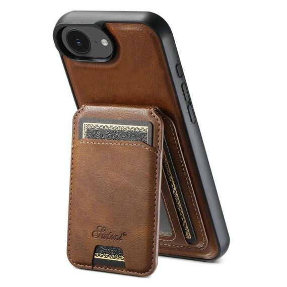 Per iPhone 16e Suteni H15 MagSafe Oil Eax Custodia per telefono con portafoglio staccabile in pelle (marrone)