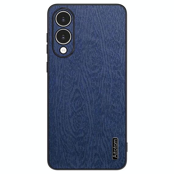 Per Samsung Galaxy S25 Edge 5G Custodia antiurto in pelle di corteccia d'albero (blu)