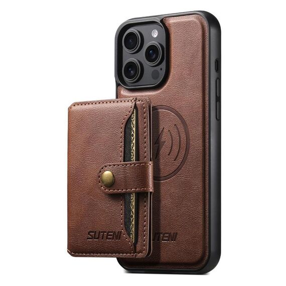 Per iPhone 12 Pro Suteni M4 Custodia per carte magnetiche MagSafe in pelle per telefono (marrone)