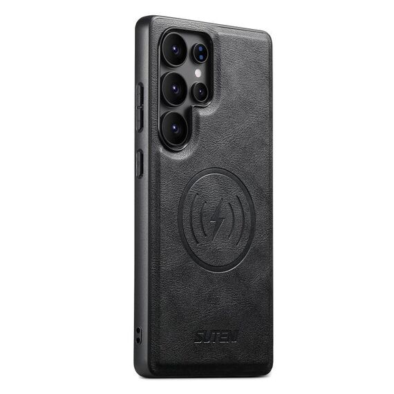 Per Samsung Galaxy S22 Ultra 5G Suteni G5 Custodia magnetica in pelle di vacchetta per telefono (nero)