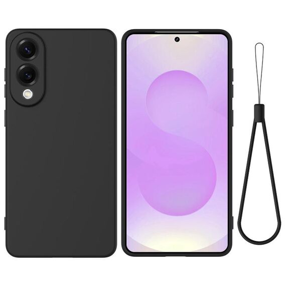Per Samsung Galaxy S25 Edge 5G Custodia per telefono in silicone liquido colorato (nero)