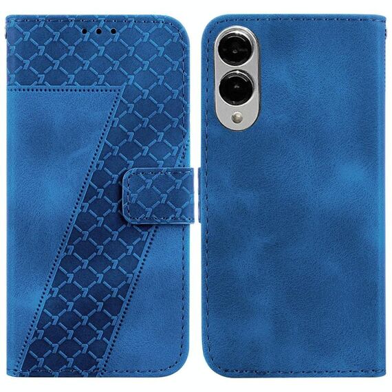 Per Samsung Galaxy S25 Edge 5G Custodia per telefono in pelle goffrata a sette forme (blu)