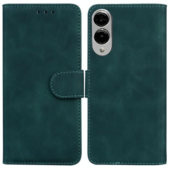 Per Samsung Galaxy S25 Edge 5G Custodia in pelle Flip Pure Color Skin Feel (verde)
