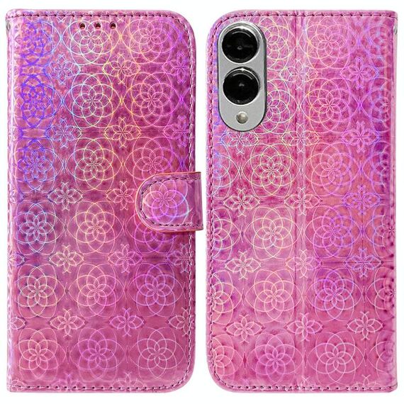 Per Samsung Galaxy S25 Edge 5G Custodia per telefono in pelle con fibbia magnetica colorata (rosa)