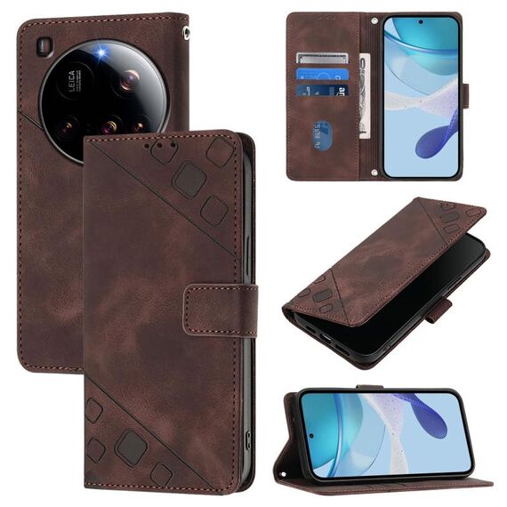 Per Xiaomi 15 Ultra Skin-feel Custodia in pelle goffrata per telefono (marrone)