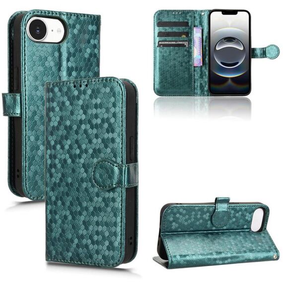 Per iPhone 16e Custodia per telefono in pelle con trama a nido d'ape (verde)