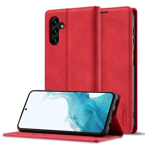 Per Samsung Galaxy A56 5G LC.IMEEKE Custodia per telefono in microfibra con forte magnetismo (rosso)