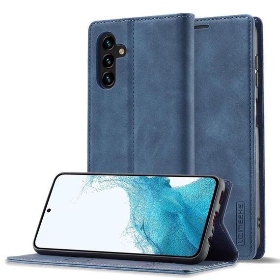 Per Samsung Galaxy A56 5G LC.IMEEKE Custodia per telefono in microfibra con forte magnetismo (blu)