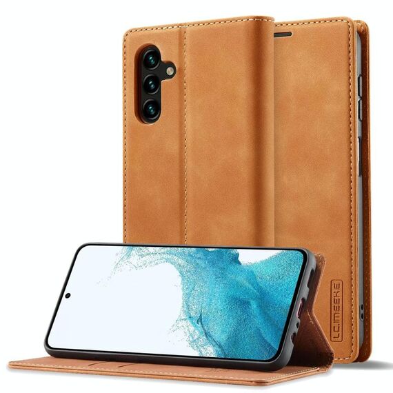 Per Samsung Galaxy A56 5G LC.IMEEKE Custodia per telefono in microfibra con forte magnetismo (marrone)