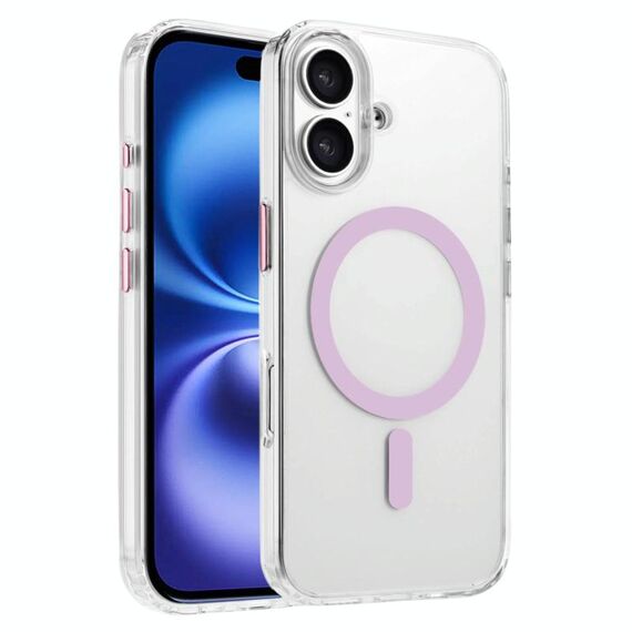 Per iPhone 16 Custodia magnetica per telefono MagSafe in TPU ibrido PC ad alta trasparenza (rosa)