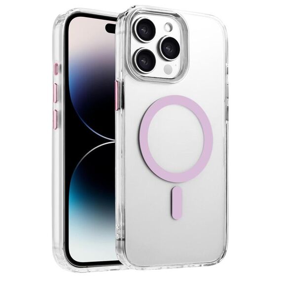 Per iPhone 14 Pro Custodia magnetica per telefono MagSafe in TPU ibrido PC ad alta trasparenza (rosa)