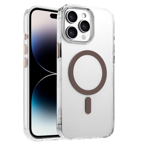 Per iPhone 14 Pro Custodia magnetica per telefono MagSafe in TPU ibrido PC ad alta trasparenza (oro deserto)