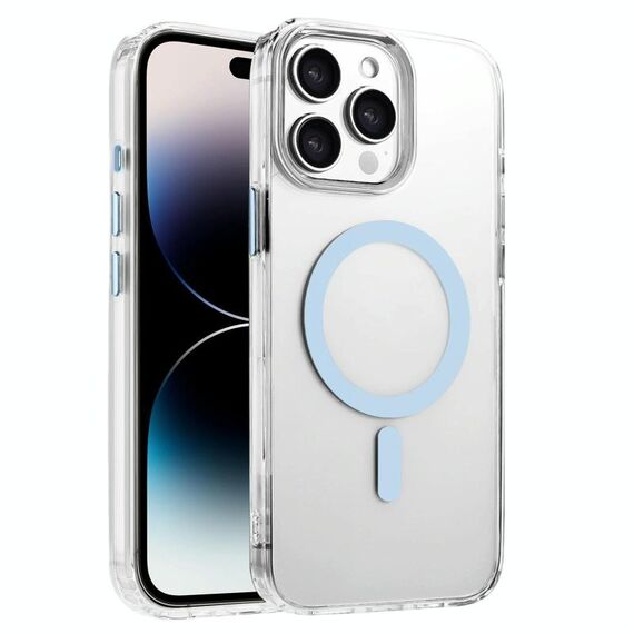 Per iPhone 14 Pro Custodia magnetica per telefono MagSafe in TPU ibrido PC ad alta trasparenza (blu cielo)