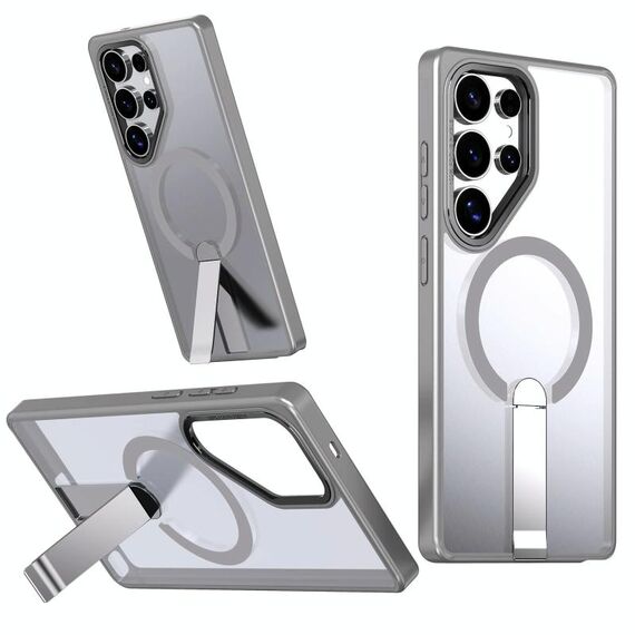 Per Samsung Galaxy S22 Ultra 5G Star Shine Series TPU + PC MagSafe Custodia per telefono con supporto pieghevole (grigio)