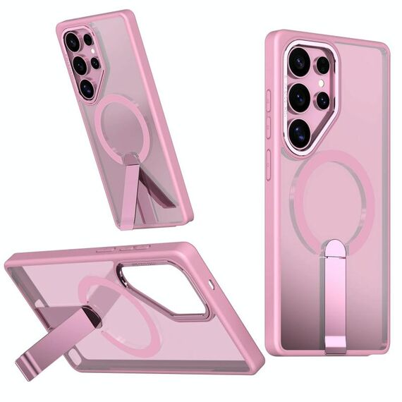 Per Samsung Galaxy S24 Ultra 5G Star Shine Series TPU + PC MagSafe Custodia per telefono con supporto pieghevole (rosa)