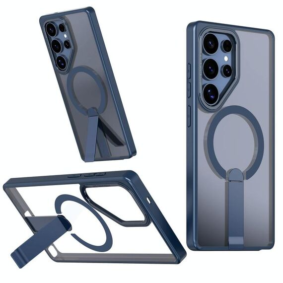 Per Samsung Galaxy S24 Ultra 5G Star Shine Series TPU + PC MagSafe Custodia per telefono con supporto pieghevole (blu navy)