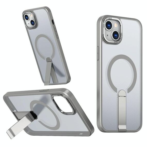 Per iPhone 14 Plus Star Shine Series TPU + PC MagSafe Custodia per telefono con supporto pieghevole (grigio)