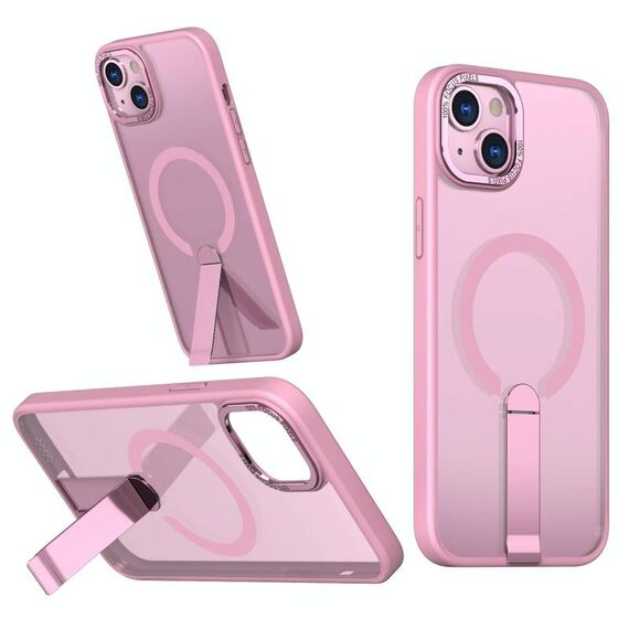 Per iPhone 15 Plus Star Shine Series TPU + PC MagSafe Custodia per telefono con supporto pieghevole (rosa)