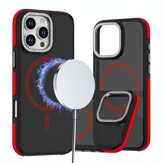 Per iPhone 16 Pro Max Custodia per telefono MagSafe Dual-Color Skin Feel (Nero Rosso)