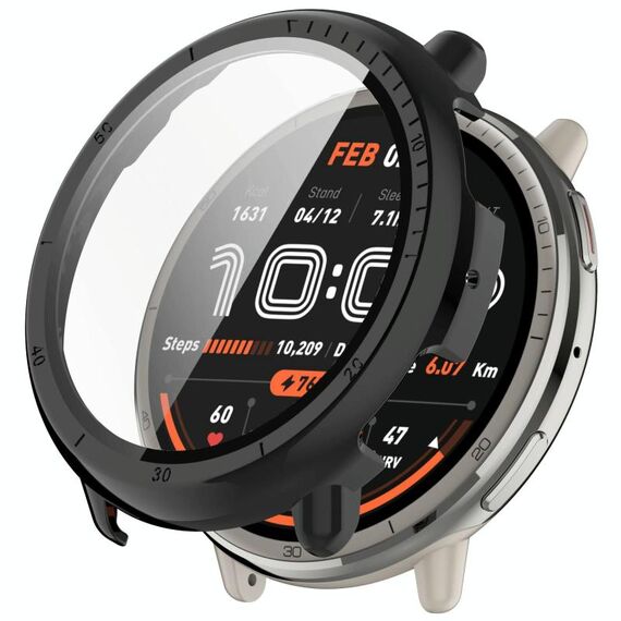 Per Amazfit Active 2 A2437 Custodia protettiva per orologio PC integrata con pellicola temperata (nero)
