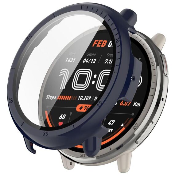 Per Amazfit Active 2 A2437 Custodia protettiva per orologio PC integrata con pellicola temperata (blu inchiostro)